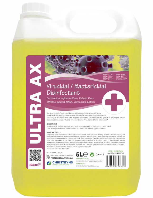 Clover Ultra AX,Virucidal/Bactericidal Disinfectant, 5L