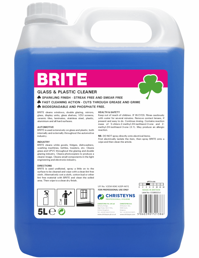 Clover Brite, Window, Mirror and Plastic Cleaner 5L