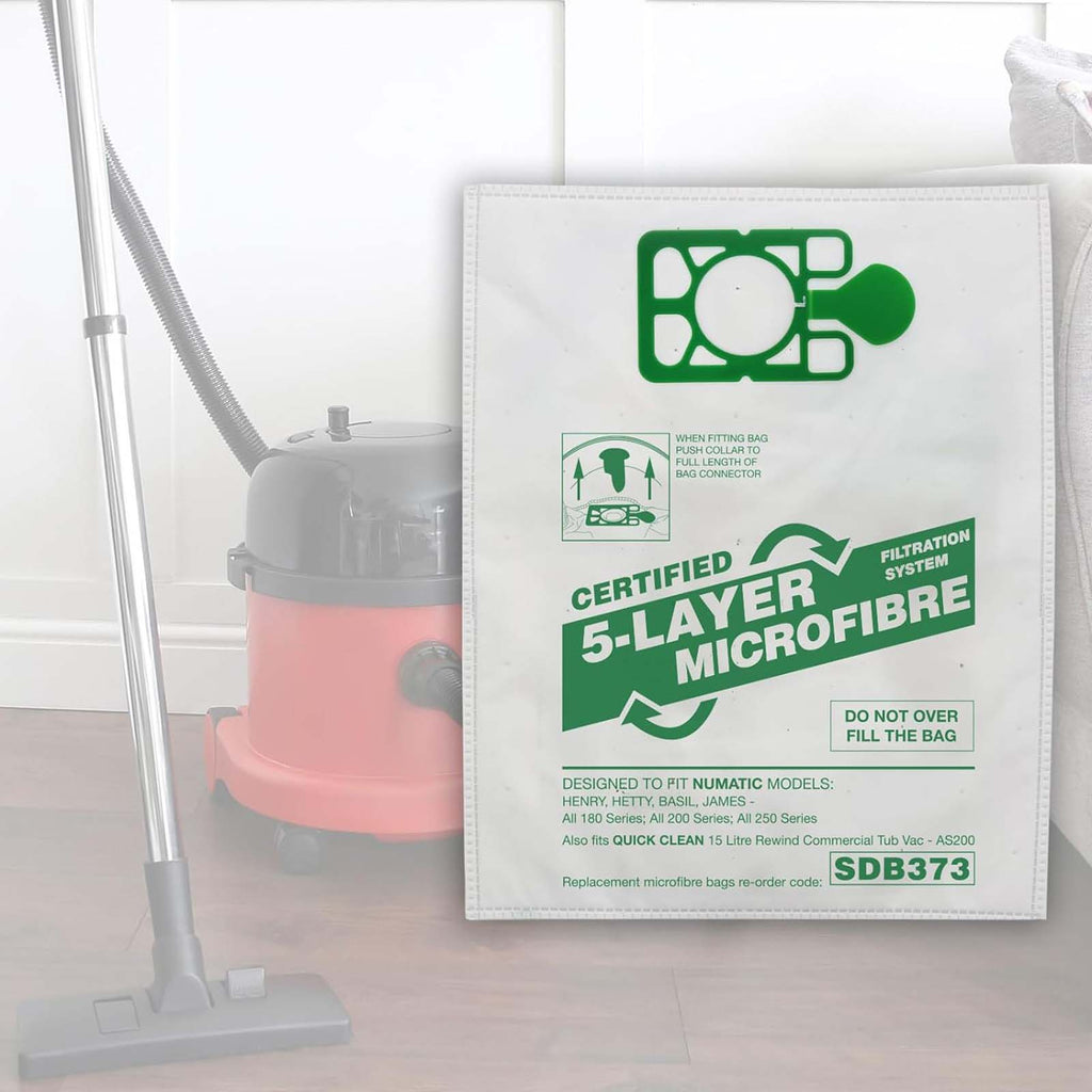 Numatic Microfibre Vac Bags, Henry etc. Pack 10