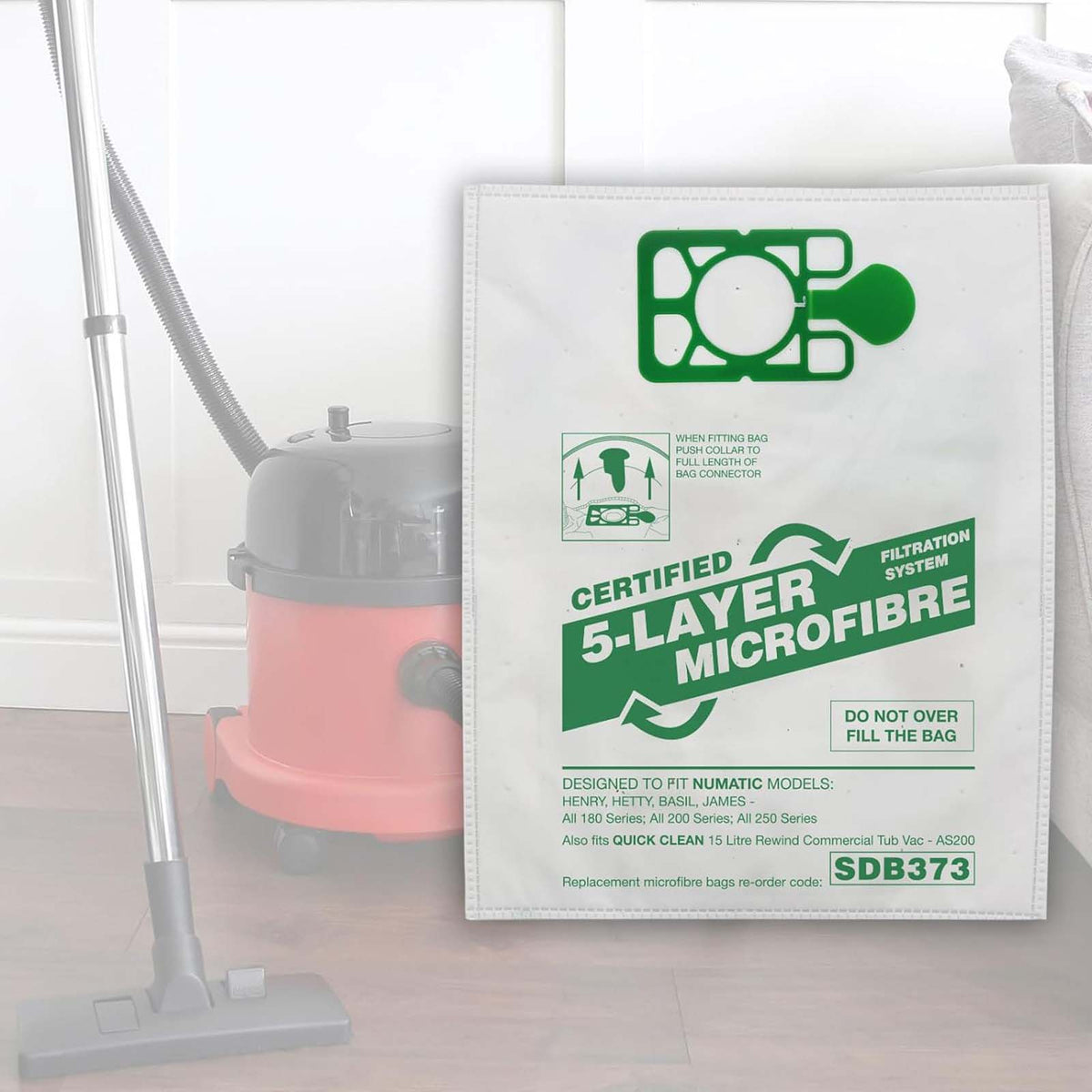 Numatic Microfibre Vac Bags, Henry etc. Pack 10