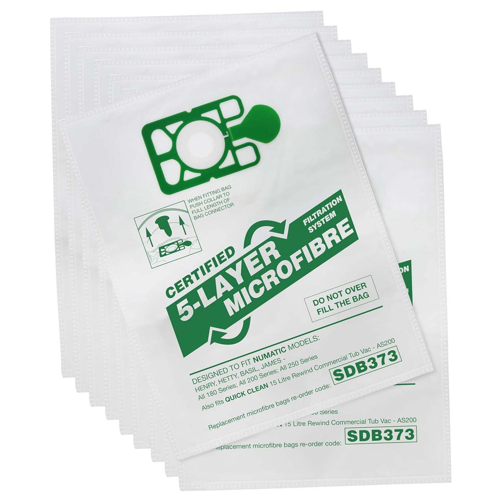 Numatic Microfibre Vac Bags, Henry etc. Pack 10